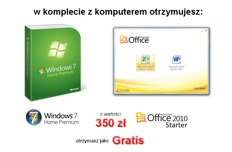 Windows 7 Home Premium, Office Starter 2010